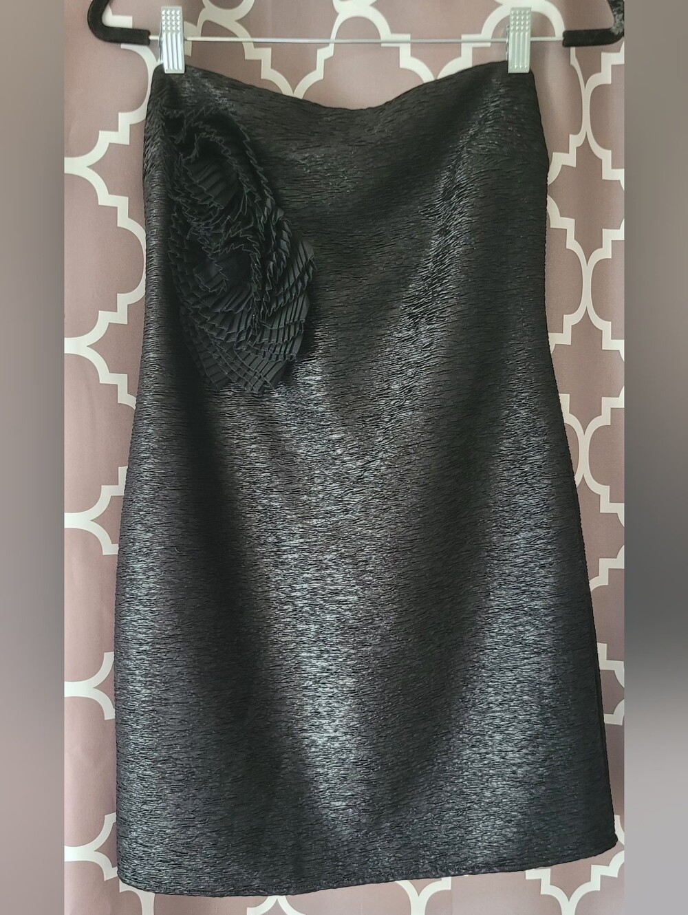 Black Textured Strapless Mini Dress